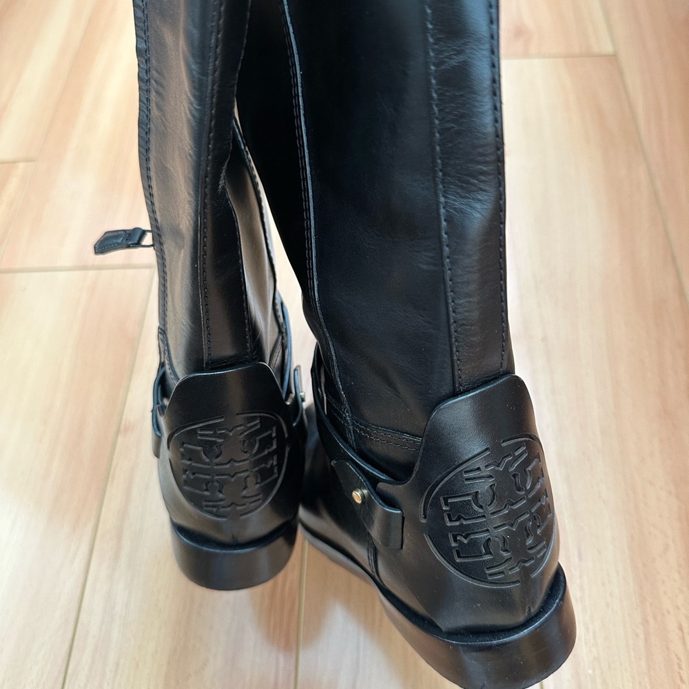Tory Burch Black Calf Riding Boots